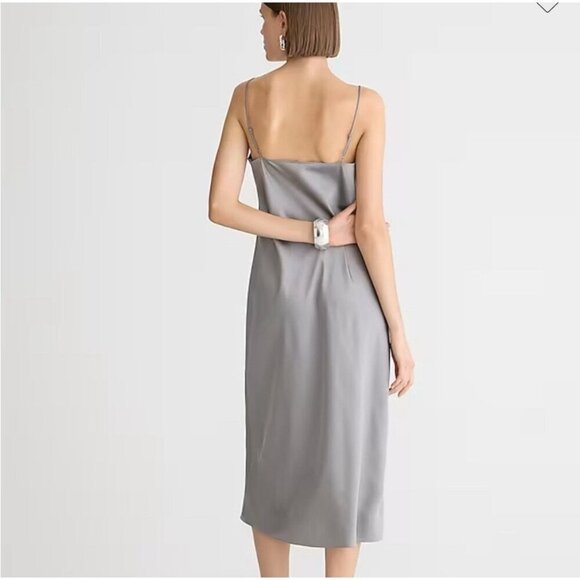 J Crew Womens Gwyneth Slip Dress Sz 00 Vintage Dove Gray Luster Charmeuse Midi - Picture 2 of 6